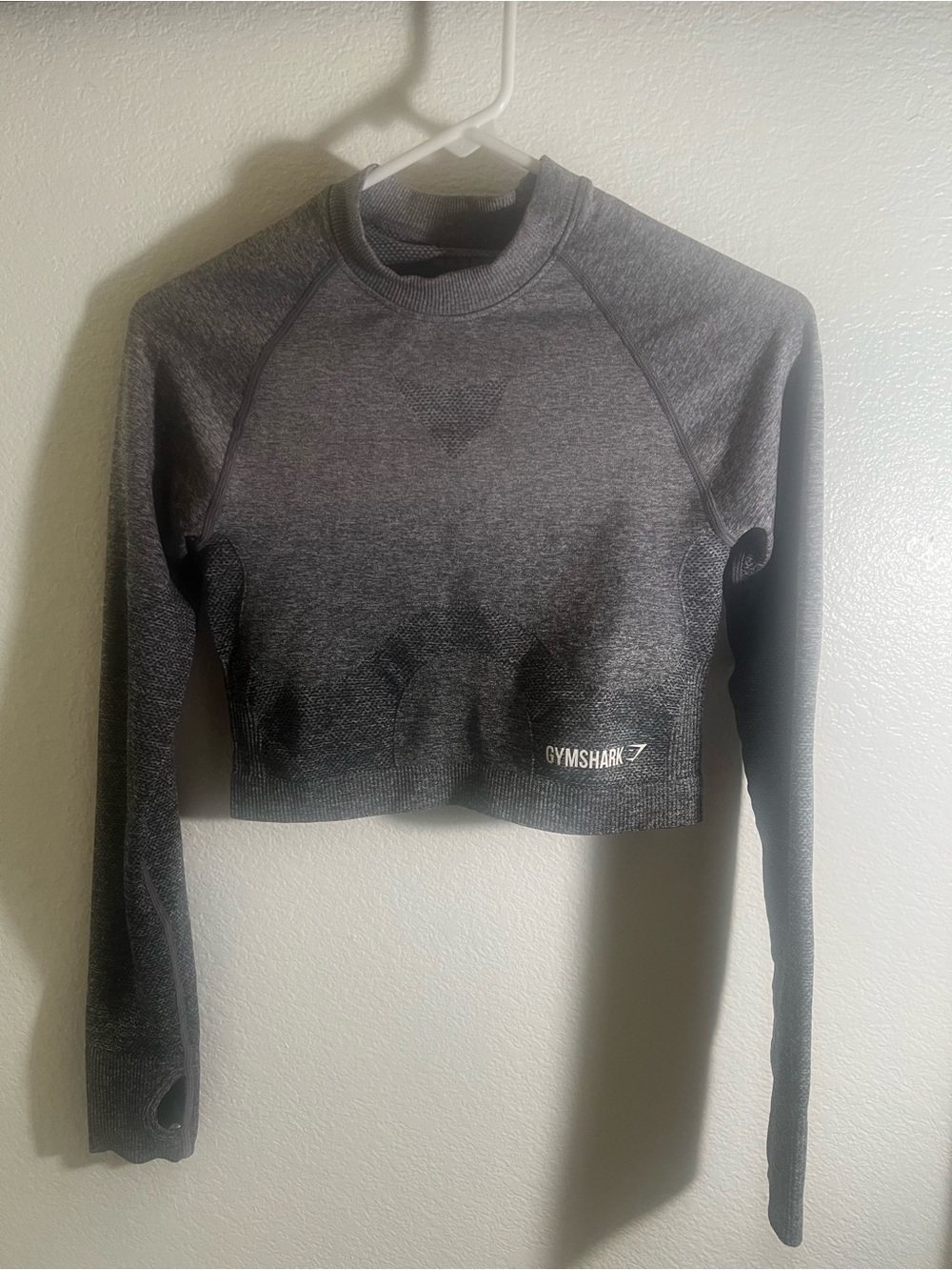 Gymshark Charcoal Seamless Cropped Long Sleeve Top